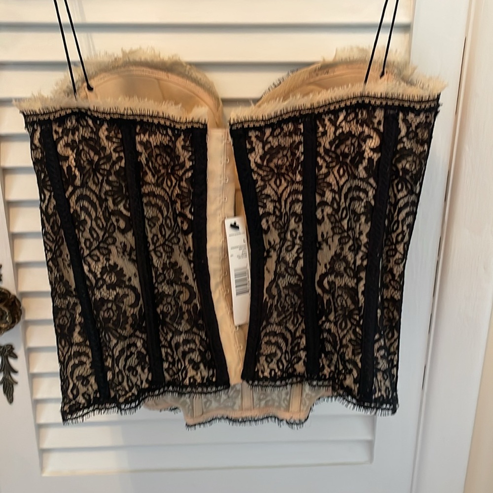NWT Elie Tahari  Bustier Lace black/beige lining cotton nylon,elastine size L - Picture 8 of 17